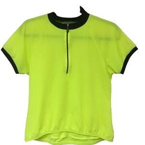 TREK  Mens Womens Cycling Jersey Yellow Half Zip  Pockets Biking EZ Care Size L
